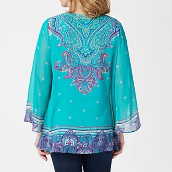 Susan Graver Sheer Chiffon Tunic & Knit Tank Set - Picture 2 of 2